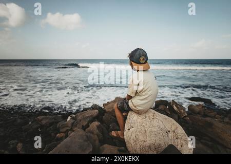 Temps-out familial de 6 mois en Afrique de l'Ouest, Cap Vert, île de Santiago à Tarrafal Banque D'Images