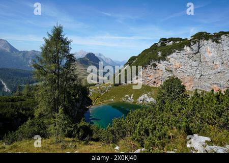 Autriche, province de Salzbourg, Pinzgau, Weißbach BEI Lofer, Kallbrunnalm, randonnée au Seehorn, Seehornsee lac Banque D'Images