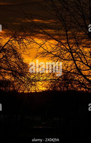 Coucher de soleil, Chiemgau, ambiance hivernale Banque D'Images