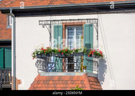 France, Alsace, Wissembourg, maison dans la vieille ville. Banque D'Images
