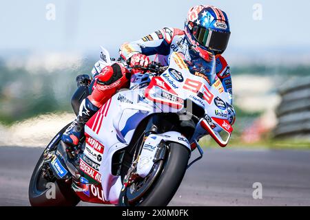 Austin, Texas, États-Unis. 12 avril 2024. MARC MARQUEZ (93), pilote de MotoGP de Gresini Racing, de l'Espagne, lors d'un entraînement au Grand Prix MotoGP Red Bull des Amériques sur le circuit des Amériques. (Crédit image : © Mark Fann/ZUMA Press Wire) USAGE ÉDITORIAL SEULEMENT! Non destiné à UN USAGE commercial ! Banque D'Images