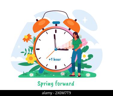 Vecteur de temps de ressort vers l'avant Illustration de Vecteur