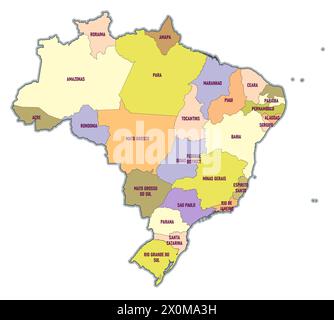 Carte administrative du Brésil Illustration de Vecteur