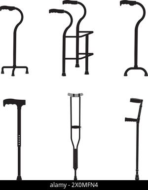 Conception de symbole d'illustration d'icône de vecteur de béquilles Illustration de Vecteur