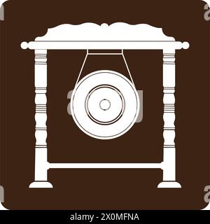 Icône de gong ou instrument de musique traditionnel indonésien, conception de symbole d'illustration vectorielle Illustration de Vecteur