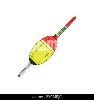 Pêche flotteur bobber liège vecteur d'illustration de matériel. Dessin de ligne de menneigement d'appât. Contour de silhouette. Outil de pêche à la ligne. Sharp triple catch sport Illustration de Vecteur