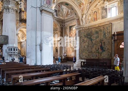 Lombard Romanesque Basilica di Santa Maria Maggiore (Basilica of nouveaux Mary Major) du XII siècle dans le centre historique appelé Bergame haute ville à Berg Banque D'Images