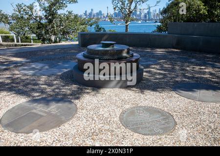 Le mémorial de la Royal Australian Navy, situé dans le quartier de Bradleys Head à Mosman, sur la rive nord inférieure, commémore ces militaires et navires de la marine Banque D'Images