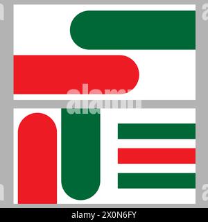 Modèle de conception de carte de visite avec des formes rouges vertes sur fond blanc. Modèle de conception de certificat. Illustration de Vecteur