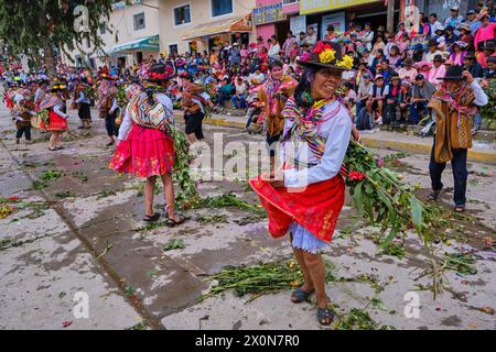 Pérou, province de Cuzco, ville de Lares, carnaval Banque D'Images