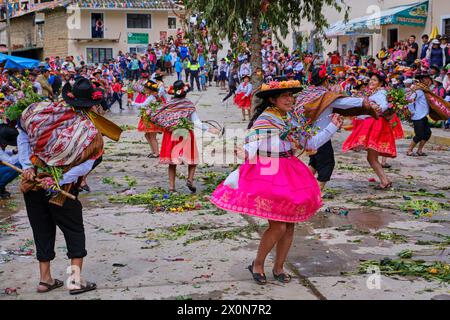 Pérou, province de Cuzco, ville de Lares, carnaval Banque D'Images