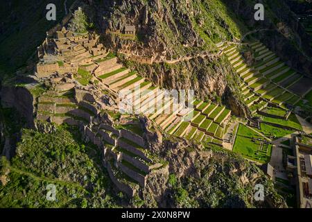 Pérou, province de Cuzco, la vallée sacrée des Incas, Ollantaytambo, le site archéologique inca d'Ollantaytambo Banque D'Images