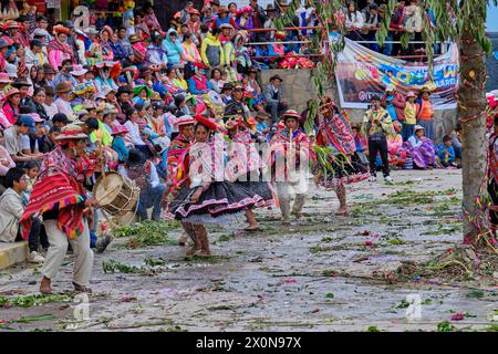 Pérou, province de Cuzco, ville de Lares, carnaval Banque D'Images