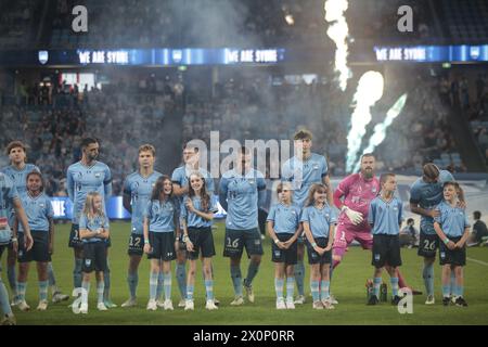 Sydney, Aus. 13 avril 2024. Sydney, Australie, Sam. 13 avril 2024 équipe du Sydney FC avant le match. Sydney FC v Western Sydney Wanderers - ALeague (hommes) au Allianz Stadium Sam. 13 avril 2024, Sydney, Australie. (Patricia Pérez Ferraro/SPP) crédit : photo de presse SPP Sport. /Alamy Live News Banque D'Images