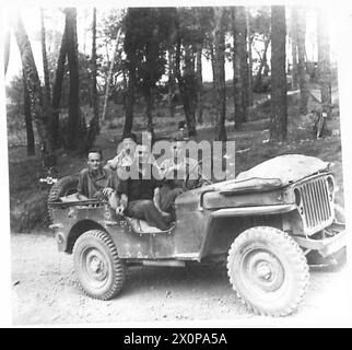 HUITIÈME ARMÉE : DIVERS - deux soldats sud-africains capturés à Tobrouk le 21 juin 1942, qui ont réussi à s'échapper en raison de la désertion des gardes italiens. Depuis 10 mois, ils vivent dans les collines, où ils ont été découverts et amenés par un patro britannique. Ils sont, de gauche à droite : L.T.N. Maile de South African Signals de la 6e brigade, qui vit au 7 Klein Street, Rouxville, Johannesburg, Afrique du Sud, et P.C.Shannon du 2e régiment A.A. qui est originaire de 'Highview', Kalk Bay, Cape Town, Afrique du Sud. Négatif photographique, Armée britannique Banque D'Images