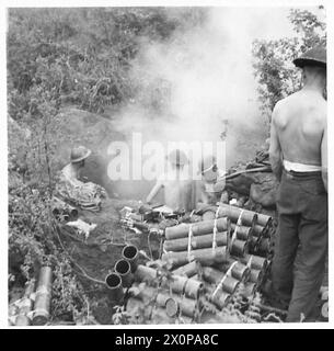 CINQUIÈME ARMÉE : TÊTE DE PONT ANZIO (DIVERS) - mortiers de 2 pouces en action. Négatif photographique, Armée britannique Banque D'Images