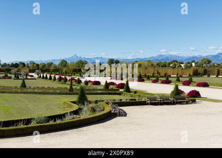 Vue sur le jardin du Palais Royal de Venaria, lieu de la réunion ministérielle du G7 sur le climat, l'énergie et l'environnement. Crédit : Alamy Stock photo Banque D'Images