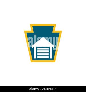 Modèle de conception de logo de stockage libre. Illustration vectorielle de garage de stockage sûr. Illustration de Vecteur