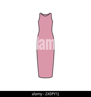 Icône de couleur de ligne de robe maxi. Signez pour la page Web, l'application mobile, le bouton, le logo. Bouton isolé de vecteur. Contour modifiable. Illustration de Vecteur