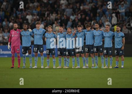 Sydney, Australie. 13 avril 2024. L'équipe du Sydney FC est vue lors du match de la ronde 24 de la saison 2023-24 d'Isuzu UTE A-League entre le Sydney FC et le Western Sydney Wanderers FC qui se tient au stade Allianz. Score final Sydney FC 2:1 Western Sydney Wanderers. Crédit : SOPA images Limited/Alamy Live News Banque D'Images