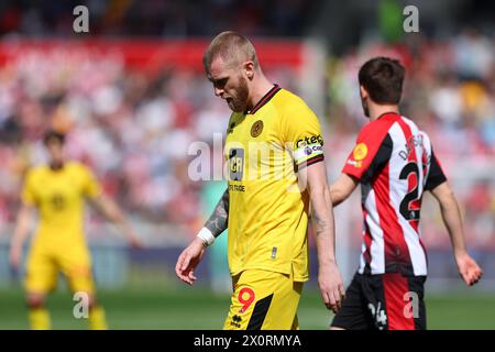 13 avril 2024 ; Gtech Community Stadium, Brentford, Londres, Angleterre; premier League Football, Brentford contre Sheffield United ; Un Oliver McBurnie, de Sheffield United, déçu en 1ère mi-temps Banque D'Images