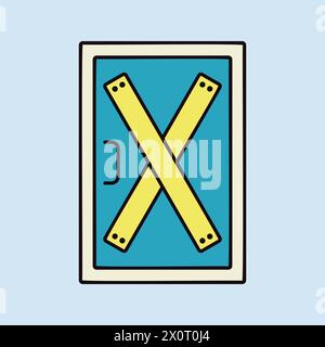 Icône isolée de vecteur de porte intégrée, installation de cartes sur la porte pour empêcher tout accès non autorisé, ou abandonnée. Manifestation, manifestation, grève, revo Illustration de Vecteur