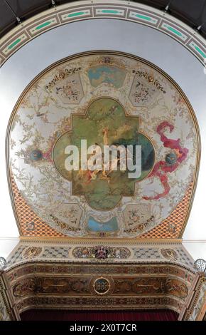 178 faux plâtre peint à l'huile et plafond en toile, dans le style italien-colisée Théâtre Tomas Terry construit en 1889 AD. Cienfuegos-Cuba. Banque D'Images