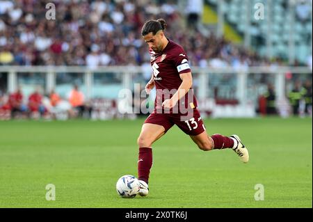 Turin, Italie. 13 avril 2024. Ricardo Rodriguez Torino FC en action lors du match de la série A 2023/24 entre Torino FC et Juventus FC au stade Olimpico Grande Torino le 13 avril 2024 à Turin, Italie - ph Giuliano Marchisciano pendant Torino FC vs Juventus FC, football italien Serie A match à Turin, Italie, 13 avril 2024 crédit : Agence photo indépendante/Alamy Live News Banque D'Images