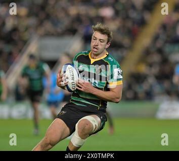 Northampton ANGLETERRE - 13 avril -2024 : James Ramm des Northampton Saints lors de la Coupe des Champions Investec, match quart de finale entre les Northampton Saints et les Vodacom Bulls au Cinch Stadium Franklin’s Gardens. Northampton Banque D'Images