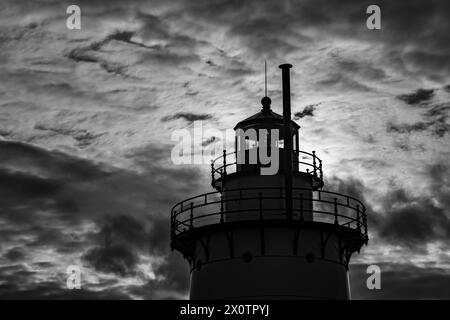 Lumière de Tarrytown, AKA Kingsland point Light et Sleepy Hollow Light, Village de Sleepy Hollow, NY, vidéo d'hiver du phare historique situé sur t Banque D'Images