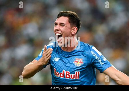 Rio de Janeiro, Brésil. 13 avril 2024. Thiagos Borbas célèbre un but lors du match entre Fluminense et Red Bull Bragantino à Brasileirão 2024 au stade Maracanã, à Rio de Janeiro, au Brésil. Crédit : Celso Pupo/FotoArena/Alamy Live News Banque D'Images