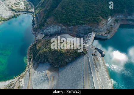 Vue aérienne barrage Machacura dans la région Maule, Chili Banque D'Images