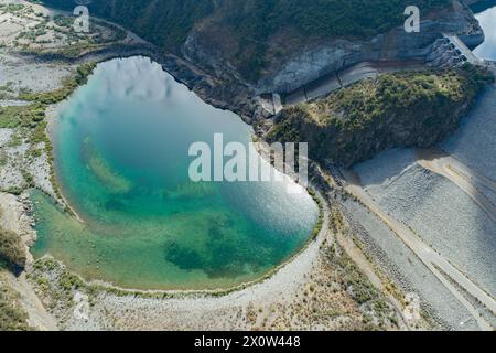 Vue aérienne barrage Machacura dans la région Maule, Chili Banque D'Images