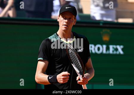 Monaco, Moldavie. 12 avril 2024. Jannik Sinner lors du Rolex Monte-Carlo ATP Masters 1000 le 12 avril 2024 au Monte Carlo Country Club de Roquebrune Cap Martin, France près de Monaco. Photo de Victor Joly/ABACAPRESS.COM crédit : Abaca Press/Alamy Live News Banque D'Images