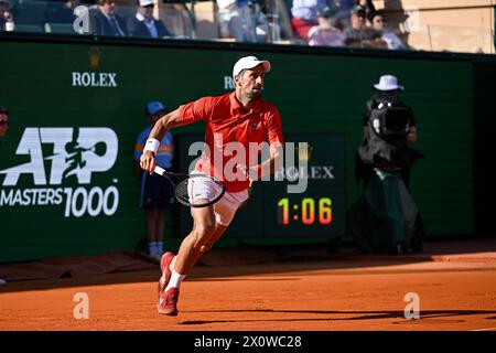 Monaco, Moldavie. 12 avril 2024. Novak Djokovic lors du Rolex Monte-Carlo ATP Masters 1000 le 12 avril 2024 au Monte Carlo Country Club de Roquebrune Cap Martin près de Monaco. Photo de Victor Joly/ABACAPRESS.COM crédit : Abaca Press/Alamy Live News Banque D'Images