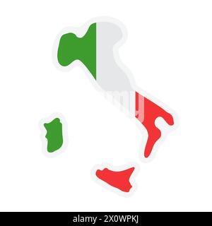 Carte de l'Italie avec les couleurs du drapeau national italien, illustration vectorielle d'autocollant abstrait Illustration de Vecteur