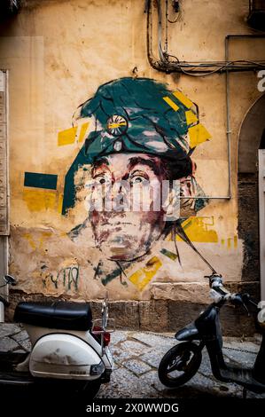 Street art dans le quartier espagnol, Naples Italie Banque D'Images