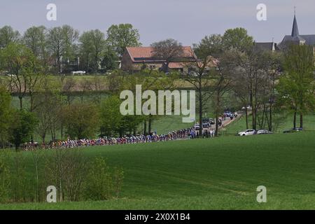 Valkenburg, pays-Bas. 14 avril 2024. Le peloton de coureurs photographié en action lors de la course cycliste d'une journée d'élite masculine 'Amstel Gold Race', 253, à 6 km de Maastricht à Valkenburg, pays-Bas, dimanche 14 avril 2024. BELGA PHOTO DIRK WAEM crédit : Belga News Agency/Alamy Live News Banque D'Images