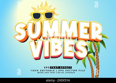 hello summer lettering effet de texte modifiable 3d. Illustration de Vecteur