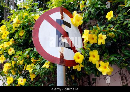 panneau de signalisation blanc indiquant l'absence de stationnement Banque D'Images