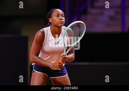 14 avril 2024, Stuttgart, Bade-WÃ¼rttemberg, Allemagne : Coco Gauff (USA) pendant le 47. Porsche Tennis Grand Prix Stuttgart - WTA500 (crédit image : © Mathias Schulz/ZUMA Press Wire) USAGE ÉDITORIAL SEULEMENT! Non destiné à UN USAGE commercial ! Banque D'Images