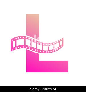 Lettre l avec symbole rouleau de films. Strip film logo pour Movie Sign and Entertainment concept Illustration de Vecteur