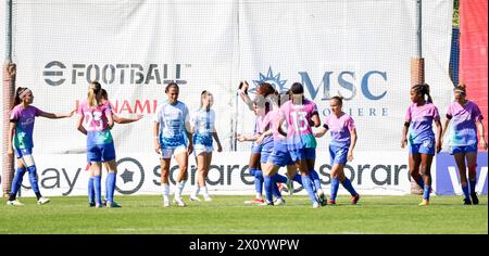 Milan, Italie. 14 avril 2024. Milan, Italie, 14 avril 2024 : Happines de l'AC Mian après avoir marqué (Marangon Andrea/SPP) crédit : photo de presse SPP Sport. /Alamy Live News Banque D'Images