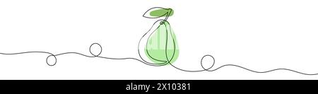 Dessin modifiable continu de l'icône de poire. Symbole poire sur une ligne. Illustration de Vecteur