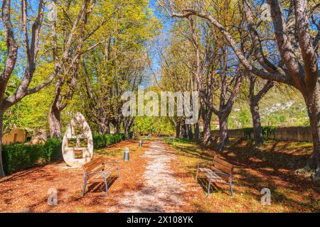 Ona parc Burgos Espagne avec de beaux arbres verts près du jardin secret en Castille et León Banque D'Images