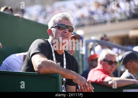 Apostolos père et entraîneur de Stefanos Tsitsipas lors du Rolex Monte-Carlo ATP Masters 1000 tennis le 13 avril 2024 au Monte Carlo Country Club de Roquebrune Cap Martin, France près de Monaco. Photo Victor Joly / DPPI Banque D'Images