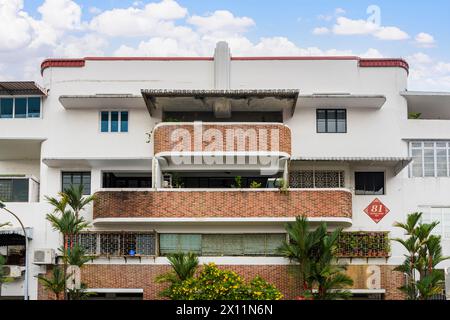 Streamline moderne Art Déco bâtiment de style architectural dans le domaine Tiong Bahru, Singapour Banque D'Images