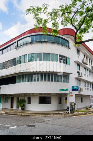 Streamline Moderne bâtiment de style architectural dans le Tiong Bahru Estate, Singapore Banque D'Images