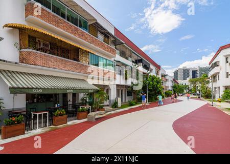 Singapourien Streamline bâtiments de style architectural moderne dans le domaine Tiong Bahru, Singapour Banque D'Images