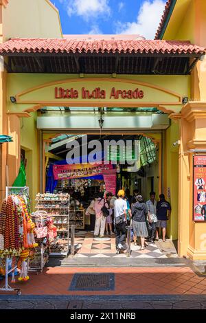 Entrée de la Little India Arcade centre commercial de Little India, à Singapour Banque D'Images